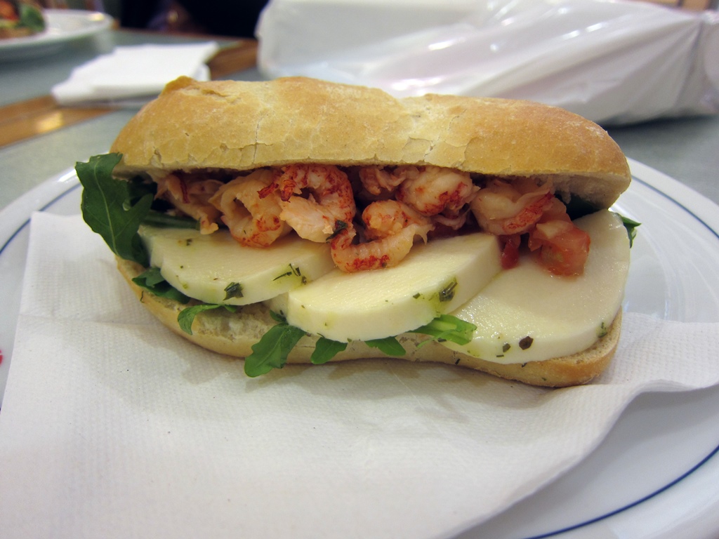 Sandwich with Cheese and Shrimps